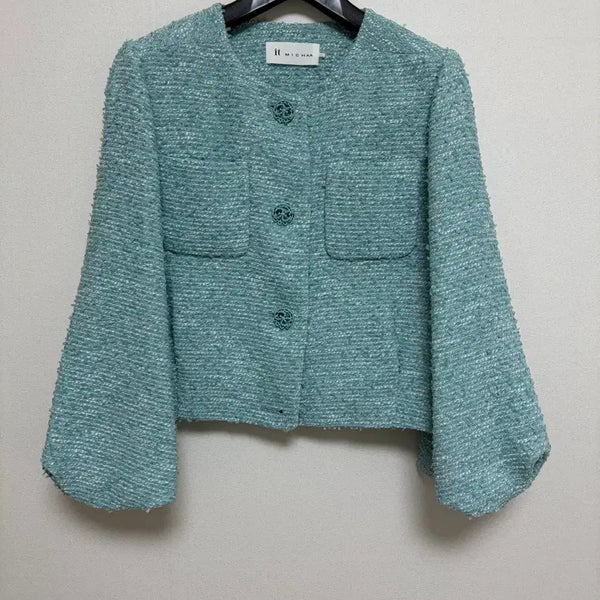 [BUNJANG] It Michaa Tweed Jacket Mint Green Size 55 / 잇미샤 트위드 자켓 55