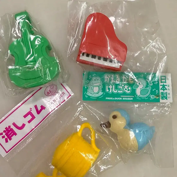 [BUNJANG] Heisei Eraser Set (4 Pieces) / 일본고전 지우개 4개세트 헤이세이 고전문구 일본문구 기타 피아노 새 물뿌리개 지우개 연필깎이지우개 쓸데없는선물추천