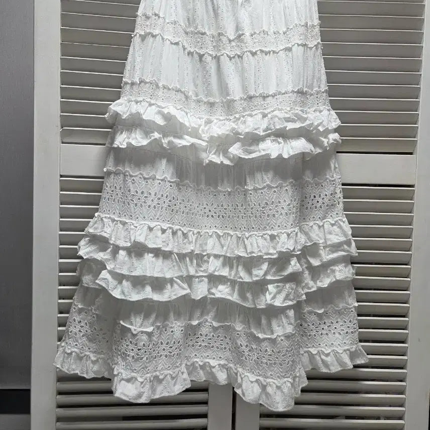 [BUNJANG] Summer Elastic Waistband Perforated Skirt / 펀칭 믹스 여름 고무밴딩 스커트