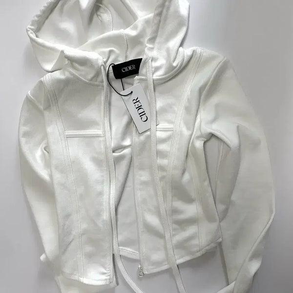 [BUNJANG] CIDER Slim Fit Zip-Up Hoodie White / 새상품 CIDER 후드 집업 화이트