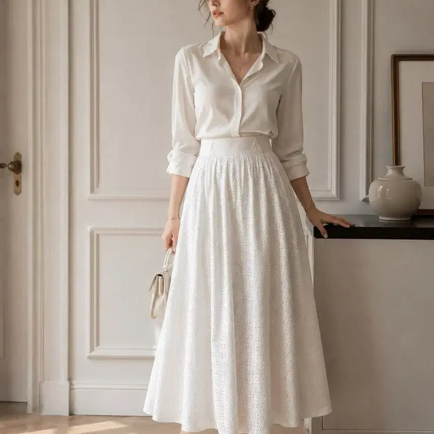 [BUNJANG] Time White Eyelet Punching Skirt / 타임 펀칭스커트 44,55 새상품