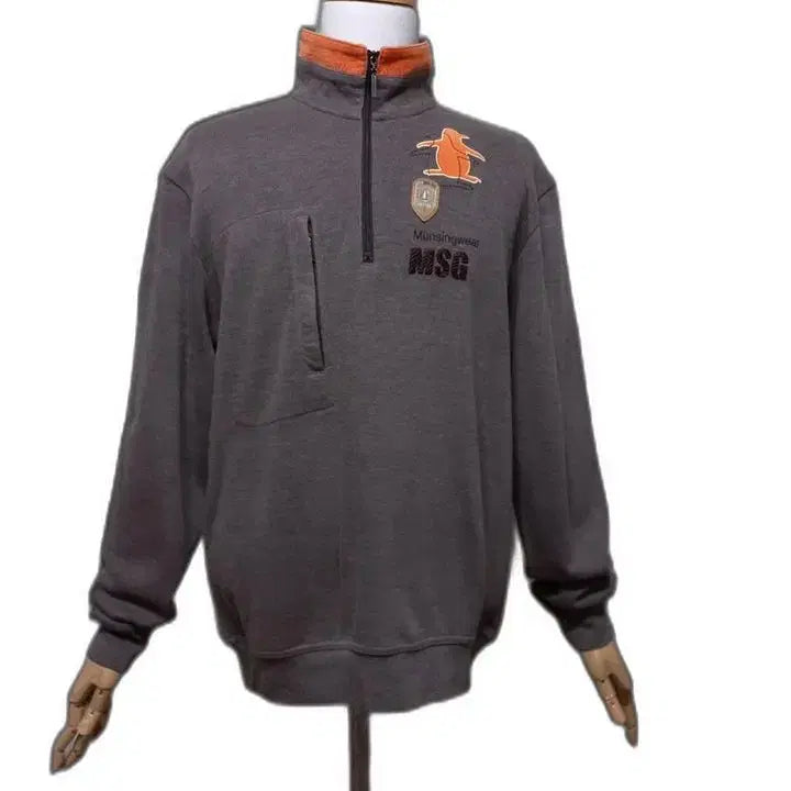 [BUNJANG] Munsingwear Big Penguin Men's Half-Zip Golf Knit Long Sleeve T-Shirt (M) / 먼싱웨어 빅펭귄 정품 남자 춘추동 남성 반집업 골프니트긴팔티셔츠M