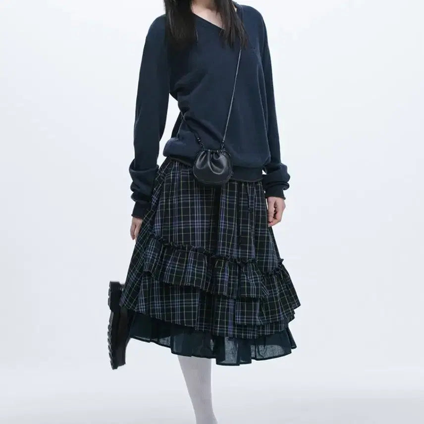 [BUNJANG] OHEHIO Check Frill Midi Skirt / 오헤시오 체크 프릴 미디 스커트 check frill midi skirt
