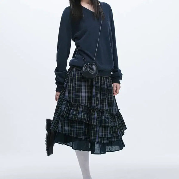 [BUNJANG] OHEHIO Check Frill Midi Skirt / 오헤시오 체크 프릴 미디 스커트 check frill midi skirt