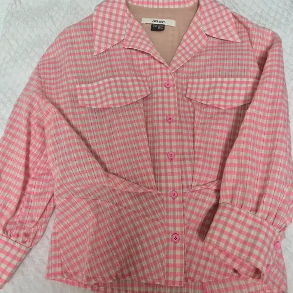 [BUNJANG] Juicy Judy Pink Check Shirt / 주시주디 핑크 체크 셔츠