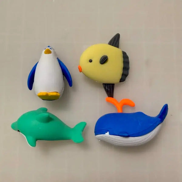 [BUNJANG] Marine Animal Eraser Set (4 Pieces) / 해양동물 지우개 4개세트 펭귄 물고기 고래 돌고래 지우개 헤이세이 일본문구 동물원