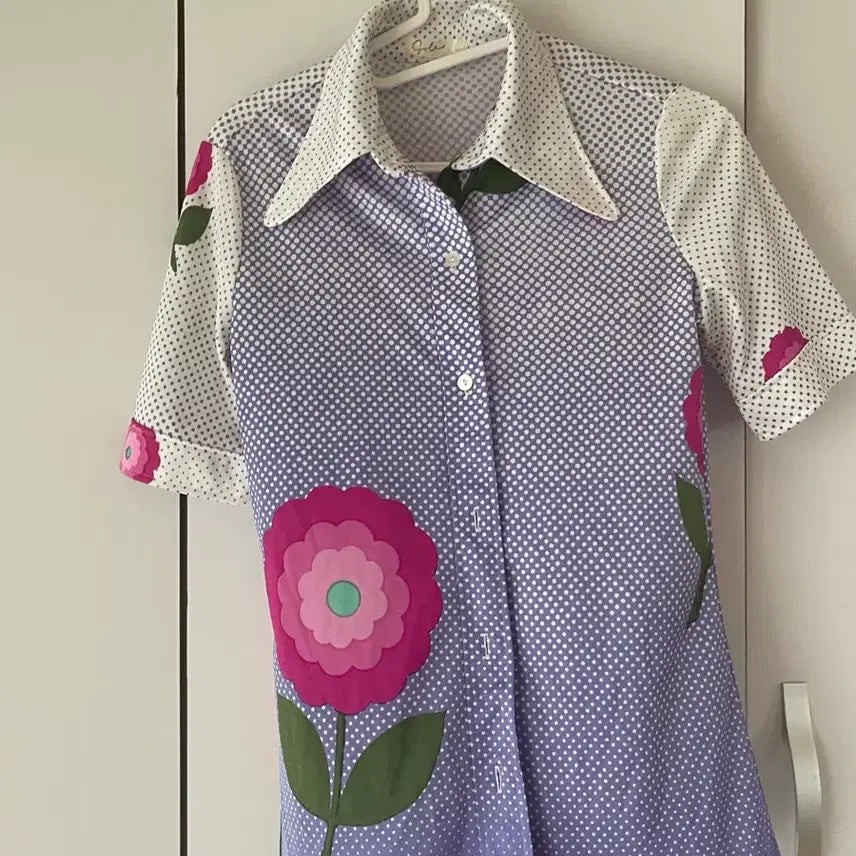 [BUNJANG] Grape Color Cotton Shirt Blouse / 포도맛 카라셔츠 블라우스