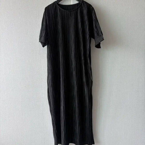 [BUNJANG] Black Wrinkle Dress / 블랙 주름 원피스