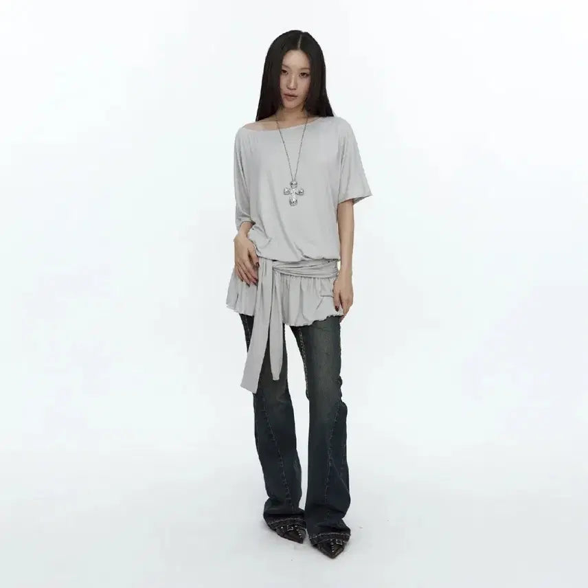 [BUNJANG] Waist Tie Dress / 러프넥 waist tie dress