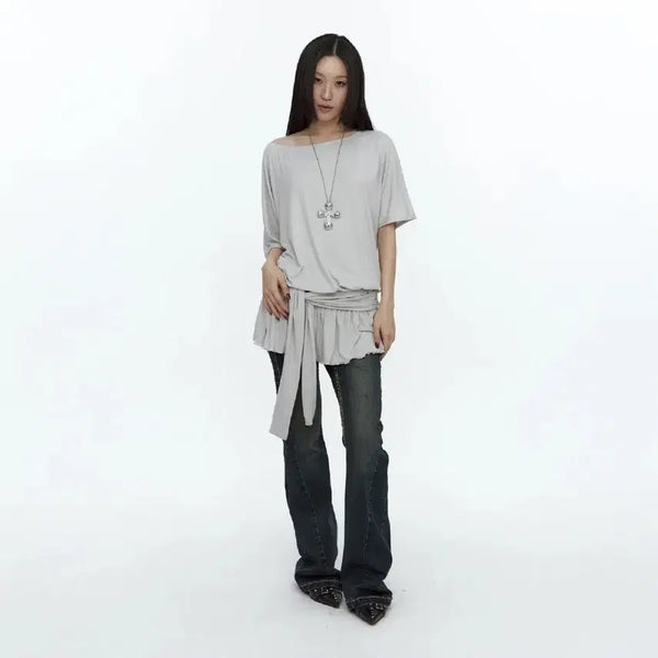 [BUNJANG] Waist Tie Dress / 러프넥 waist tie dress