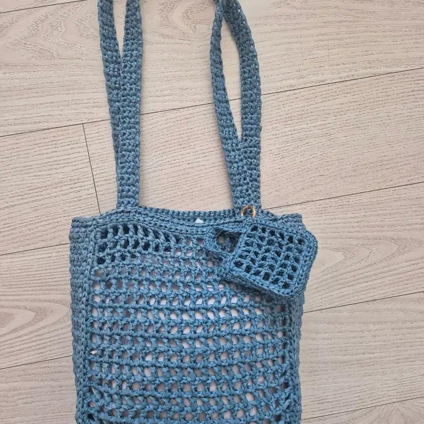[BUNJANG] Raffia Shoulder Bag with Detachable Pouch / 라피아가방