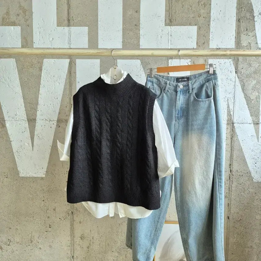 [BUNJANG] JBY Cable Knit Vest Black / JBY  니트베스트 (SB4