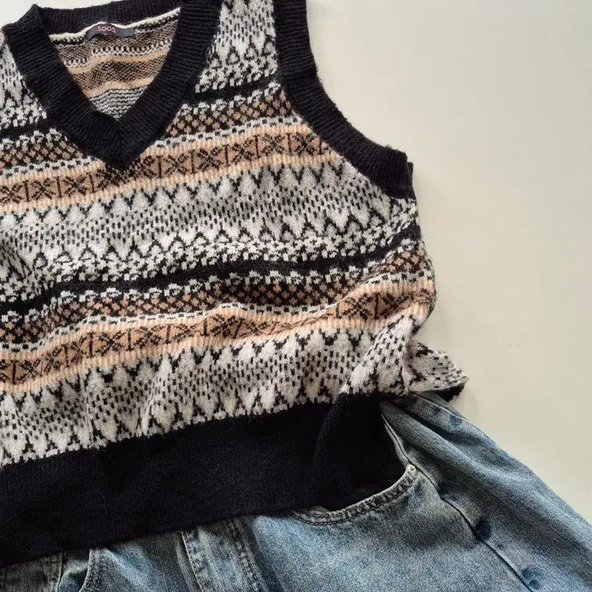 [BUNJANG] SOOS Pattern Knit Vest / 행사7)SOOS 패턴 니트베스트
