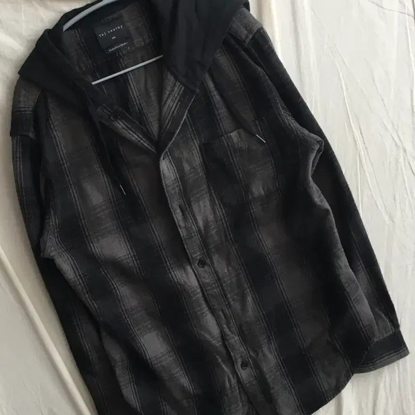 [BUNJANG] Vintage Check Pattern Hooded Cotton Shirt / 빈티지 체크패턴 후드 코튼셔츠