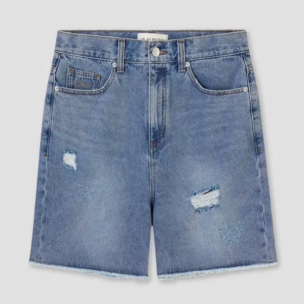 [BUNJANG] PLÁC Destroyed Short Jeans Mid Blue / 플랙 디스트로이드 숏 진 미드 블루