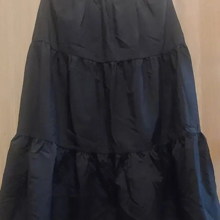 [BUNJANG] Anorak Frill Long Skirt (Black, Free Size) / (새상품)예쁜 아노락 캉캉프릴 롱스커트(블랙/free ~88)