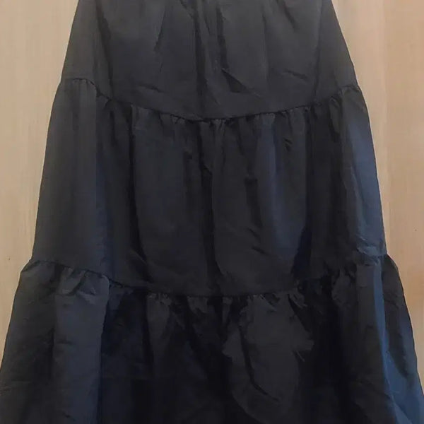 [BUNJANG] Anorak Frill Long Skirt (Black, Free Size) / (새상품)예쁜 아노락 캉캉프릴 롱스커트(블랙/free ~88)