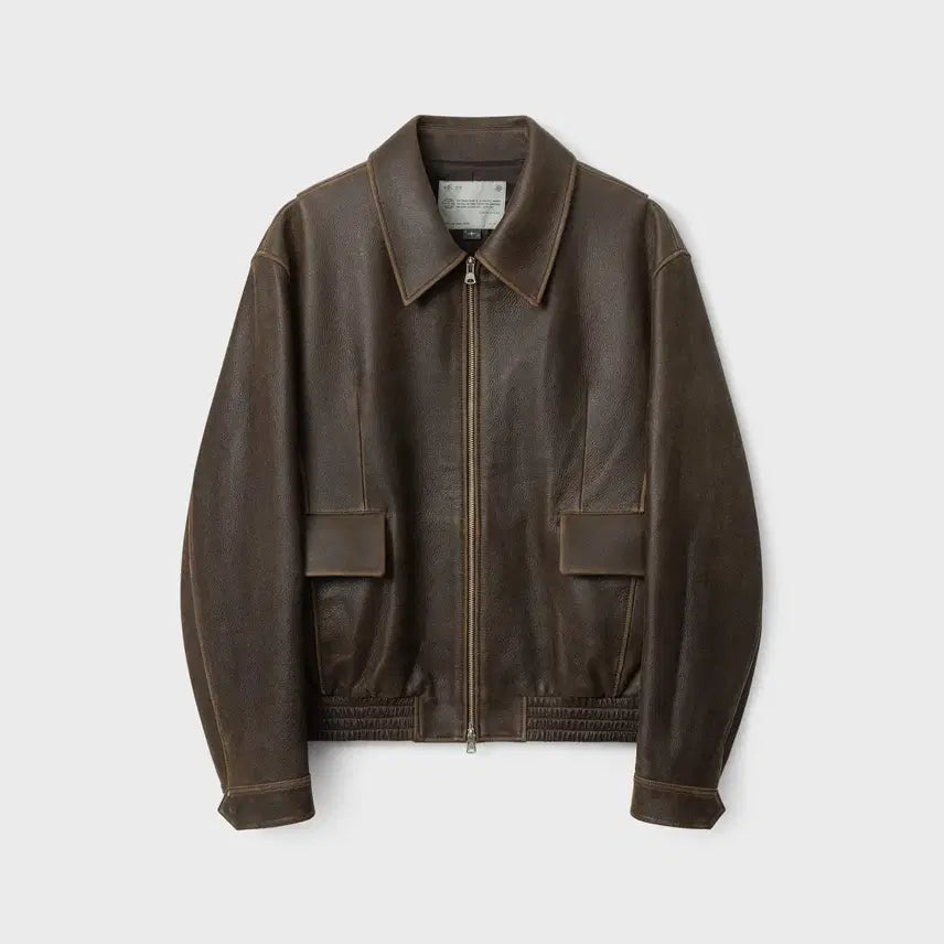 [BUNJANG] Belier Diagonal Leather Blouson Vintage Brown Size 105 / 벨리에 다이에그널 레더 블루종 빈티지 브라운 105사이즈
