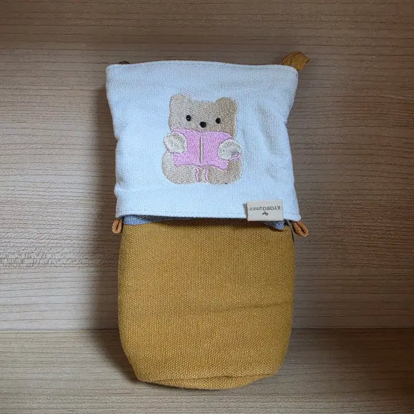[BUNJANG] Kyobo Bookstore "Bear Embroidery" Pencil Case / 교보문고 곰돌이 자수 필통