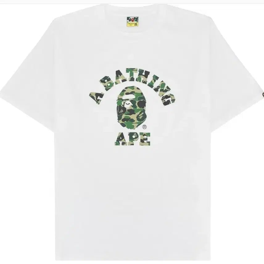[BUNJANG] BAPE ABC Camo College T-Shirt White Green L / (L) 베이프 ABC 카모 컬리지 티셔츠 화이트 그린