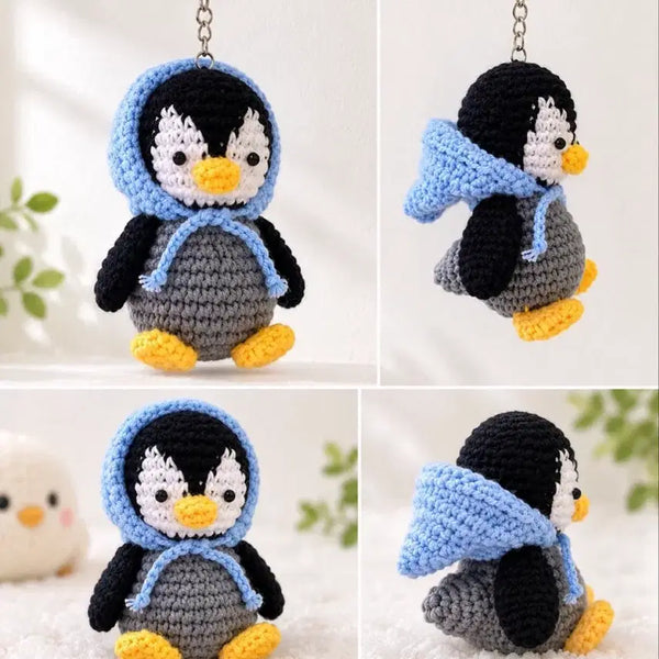 [BUNJANG] Handmade Knitted Penguin Keychain with Detachable Hood / 뜨개 펭귄 키링 판매