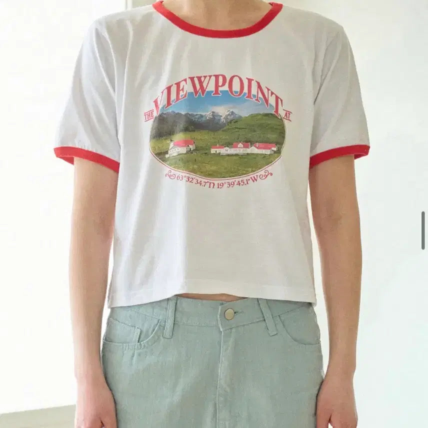 [BUNJANG] Viewpoint Ringer Semi-Crop T-shirt / 퓨서 티셔츠 뷰포인트 링거 세미 크롭