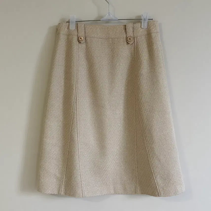 [BUNJANG] Burberry Logo Beige Midi A-Line Skirt / 버버리 로고 베이지 미디 A라인 스커트