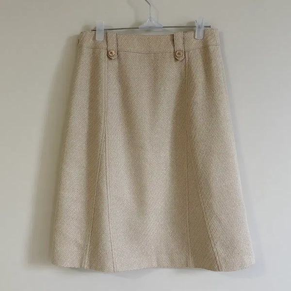 [BUNJANG] Burberry Logo Beige Midi A-Line Skirt / 버버리 로고 베이지 미디 A라인 스커트