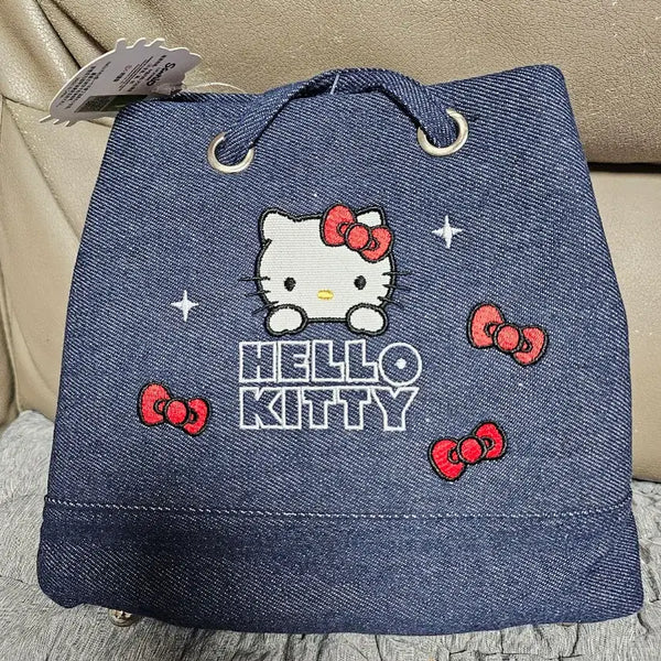 [BUNJANG] Hello Kitty Denim Backpack Bag / 헬로키티 데님 백팩 가방