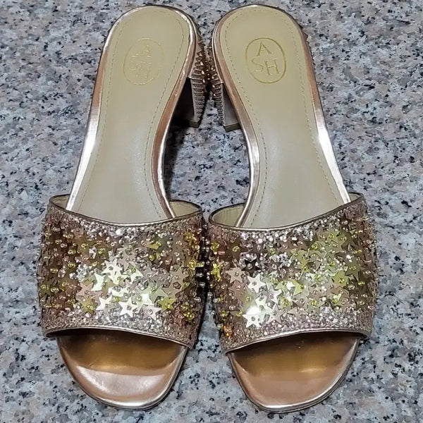 [BUNJANG] Ash Slipper Sandals with Star and Cubic Embellishments / 아쉬 슬리퍼
