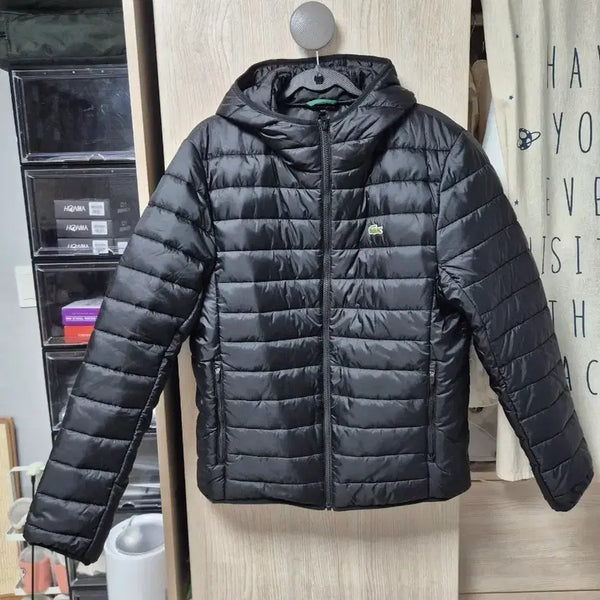[BUNJANG] Lacoste Lightweight Padded Hoodie Black / 라코스테 경량 패딩 후드 블랙
