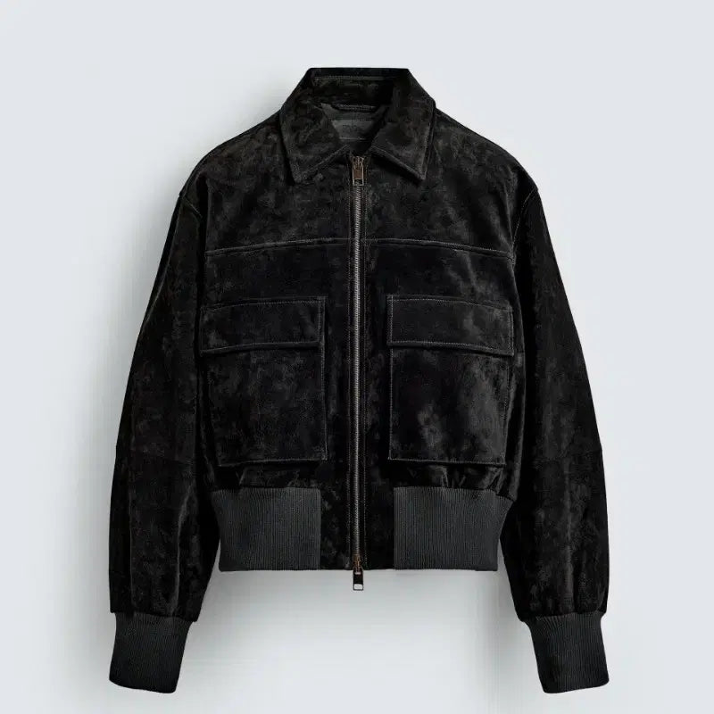 [BUNJANG] ZARA Genuine Pigskin Suede Leather Crop Fit Jacket (M) / 자라 돈피 가죽 레더 크롭핏 스웨이드 자켓 (M)
