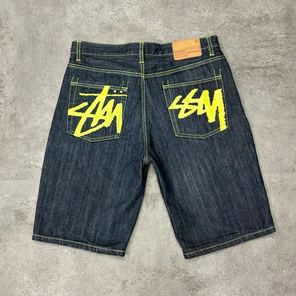 [BUNJANG] Stussy Rough & Rugged Big Stock Logo Denim Shorts 34 / 00s 스투시 러프 앤 러기드 빅 스탁 로고 데님 쇼츠 34