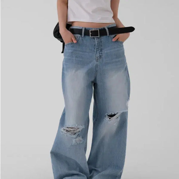 [BUNJANG] LaRum Autumn Surfer Damage Denim Wide Fit Jeans / (새상품) 어텀 서퍼데미지데님 와이드핏청바지 라룸