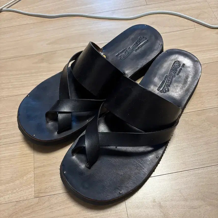 [BUNJANG] Solid Brass Zori Sandals Black Leather Size 285 / [285] 솔리드브라스 쪼리
