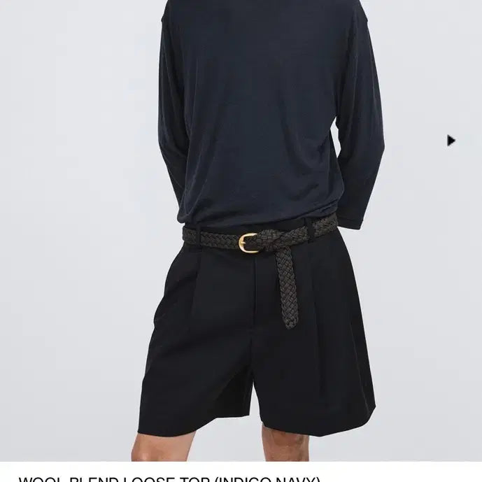 [BUNJANG] RECTO Wool Blend Loose Top (Indigo Navy) / 렉토 WOOL BLEND LOOSE TOP (INDIGO NAVY)