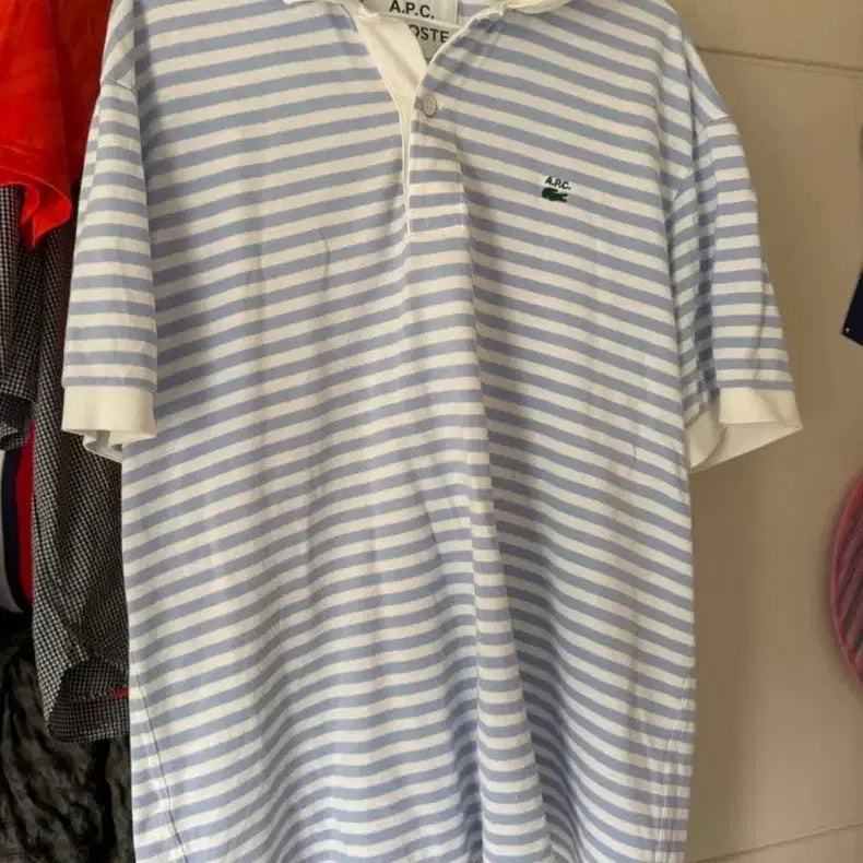 [BUNJANG] A.P.C. x Lacoste Striped Collar T-Shirt M / A.P.C. 라코스테 스트라이프 카라티 M