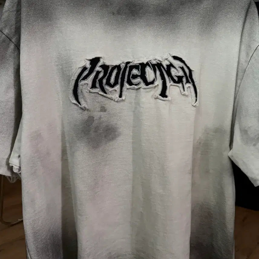 [BUNJANG] Project G/R Furious Logo Appliqué T-Shirt Gray / 프로젝트 G/R 퓨리어스 로고 아플리케 티셔츠 그레이