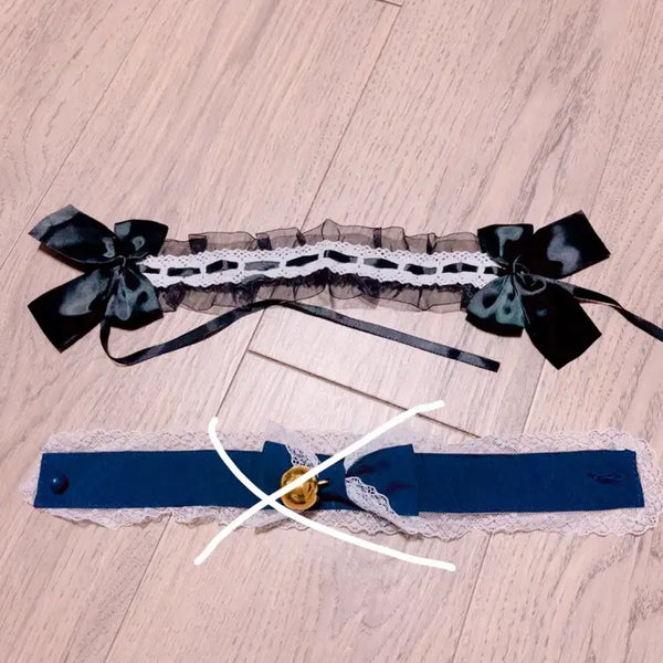 [BUNJANG] Black Lace Ribbon Headdress Lolita Lolita Style Dress / 블랙레이스리본헤도레고스로리양복롤리타