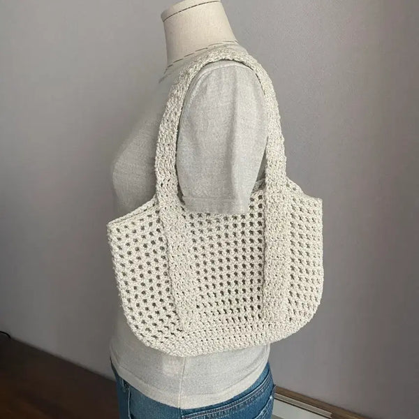 [BUNJANG] Handmade Crochet Short Shoulder Bag - Pearl Beige / 펄베이지 칼라 크로쉐 짧은 숄더백