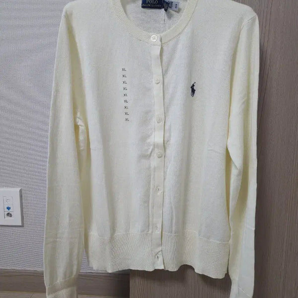 [BUNJANG] Polo Ralph Lauren Women's Cream/Black Round Neck Knit Cardigan / 폴로 랄프로렌 여성 라운드넥 니트 가디건