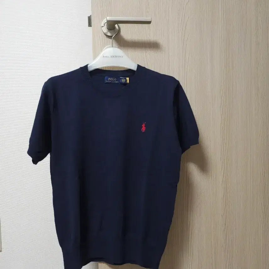 [BUNJANG] Polo Ralph Lauren Women's Short Sleeve Crewneck Knit Navy Red Pony Embroidery / 폴로 랄프로렌 반팔 크루넥 니트