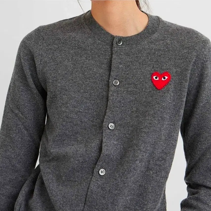 [BUNJANG] Comme des Garçons Play Women's Wool Cardigan L Navy/Grey / 꼼데가르송 울 가디건