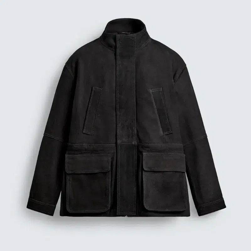 [BUNJANG] Zara Buffalo Suede Leather Relaxed Fit Leather Parka (M) - Cool Grey / 자라 버팔로 소가죽 누벅 릴렉스 핏 레더 파카 (M)