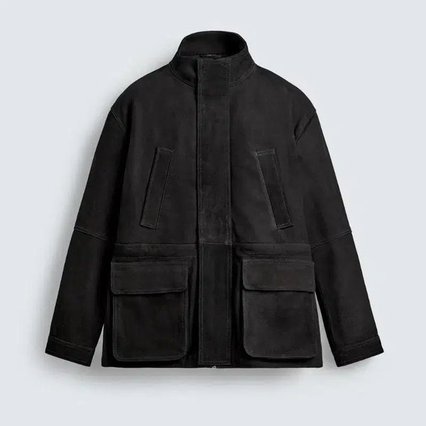 [BUNJANG] Zara Buffalo Suede Leather Relaxed Fit Leather Parka (M) - Cool Grey / 자라 버팔로 소가죽 누벅 릴렉스 핏 레더 파카 (M)
