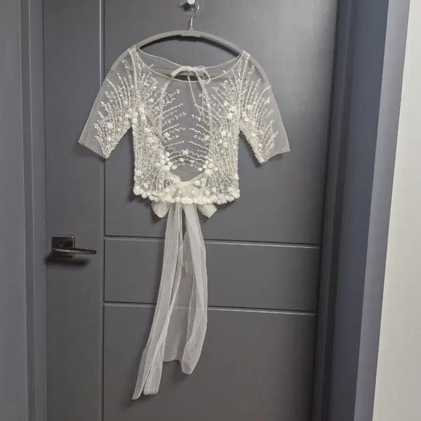 [BUNJANG] Swarovski Crystal & Pearl Embellished Wedding/Party Top / 크리스탈 스왈로브스키 .진주 웨딩.파티 탑 .44ㅡ66. 초강추