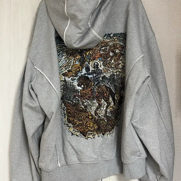 [BUNJANG] Songzio 25FW Knight Embroidery Hoodie Zip-up Grey / (52) 25fw 송지오 기사 자수 후드집업 그레이