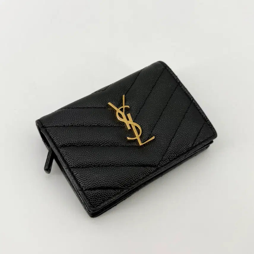 [BUNJANG] Saint Laurent Matelassé Bi-fold Wallet 530841 / 생로랑 금장 마틀라세 반지갑 530841