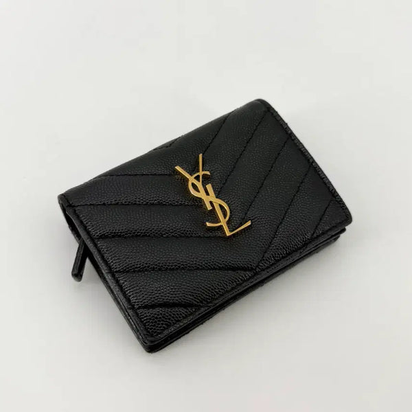 [BUNJANG] Saint Laurent Matelassé Bi-fold Wallet 530841 / 생로랑 금장 마틀라세 반지갑 530841
