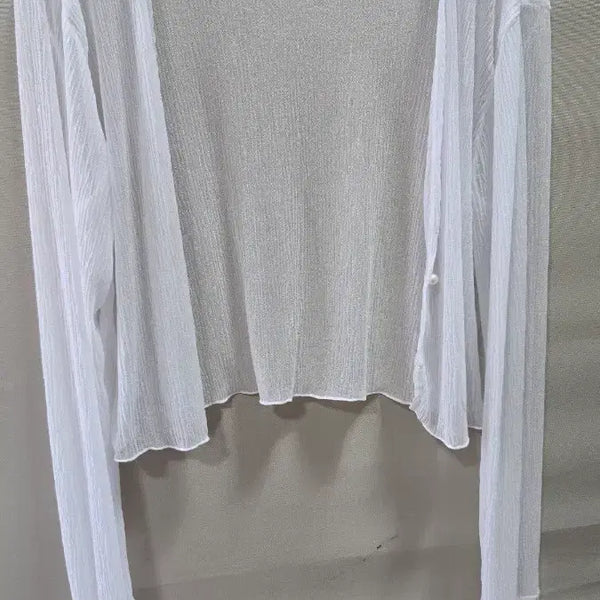 [BUNJANG] Sheer Thin Cardigan White / 시스루 얇은 가디건 화이트66